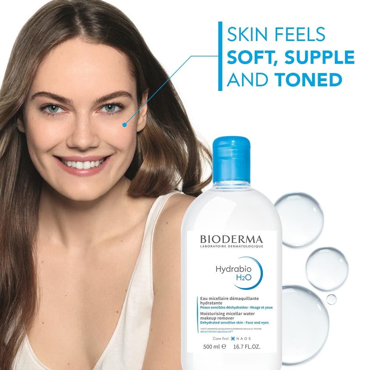 image:imageBioderma Hydrabio H2O Micellar Water Face Cleanser and Makeup Remover Micellar Cleansing Water for Dehydrated Sensitive Skin167 Fl Oz Pack of 1