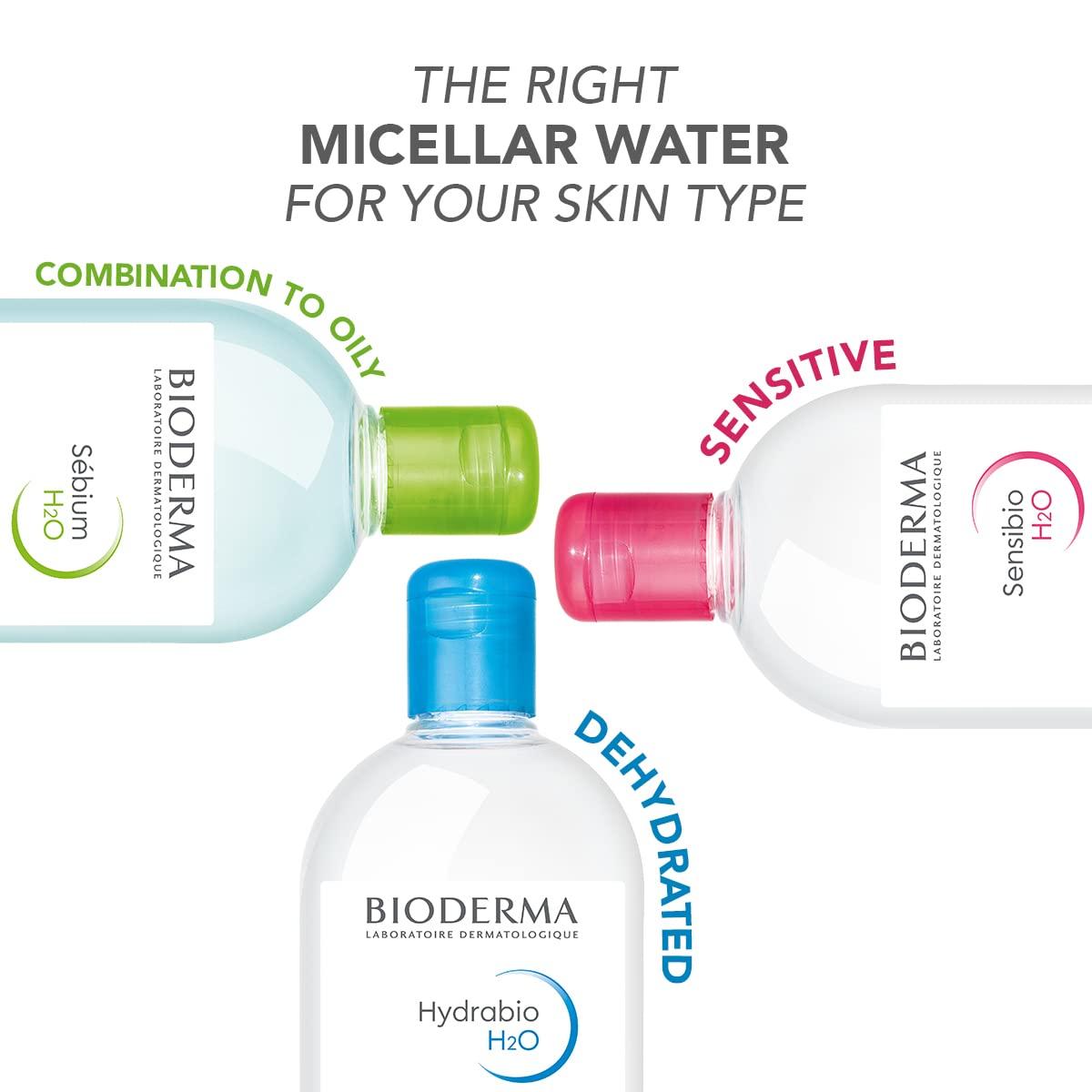 image:imageBioderma Hydrabio H2O Micellar Water Face Cleanser and Makeup Remover Micellar Cleansing Water for Dehydrated Sensitive Skin167 Fl Oz Pack of 1