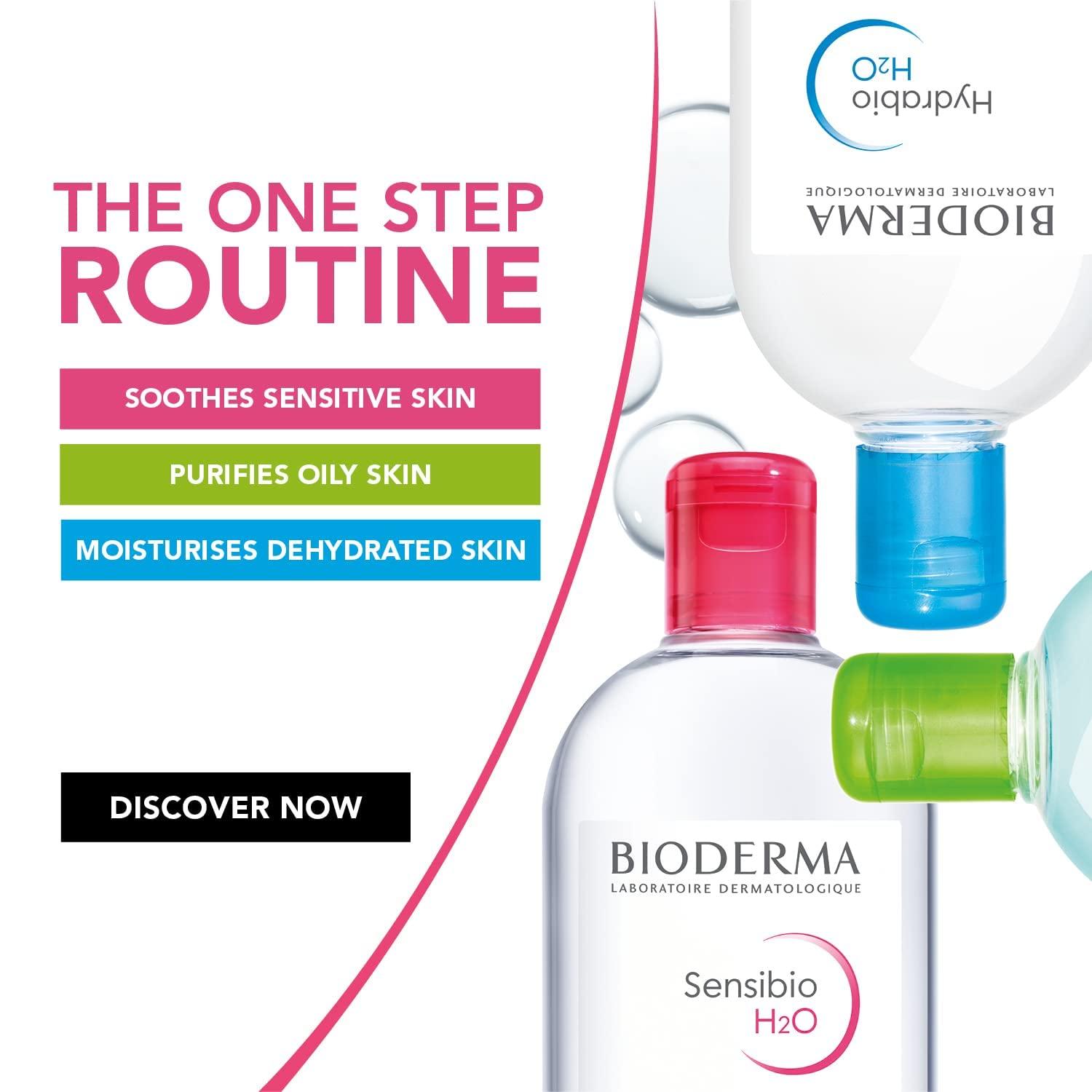 image:imageBioderma Hydrabio H2O Micellar Water Face Cleanser and Makeup Remover Micellar Cleansing Water for Dehydrated Sensitive Skin1691 Fl Oz Pack of 1