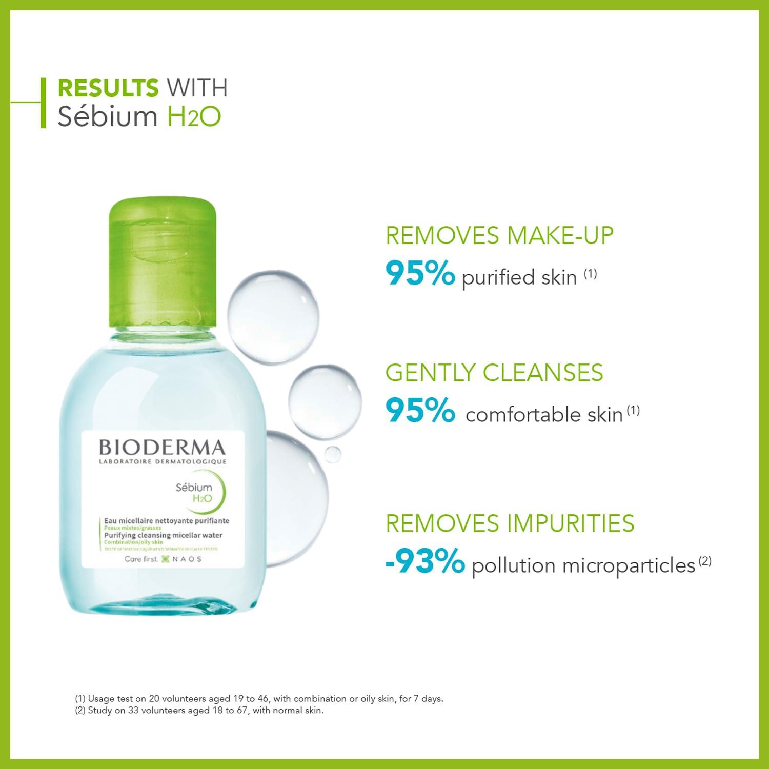 image:imageBioderma Sbium H2O Micellar Water Facial Cleanser and Makeup Remover Face Cleanser for Combination to Oily SkinWithout Pump