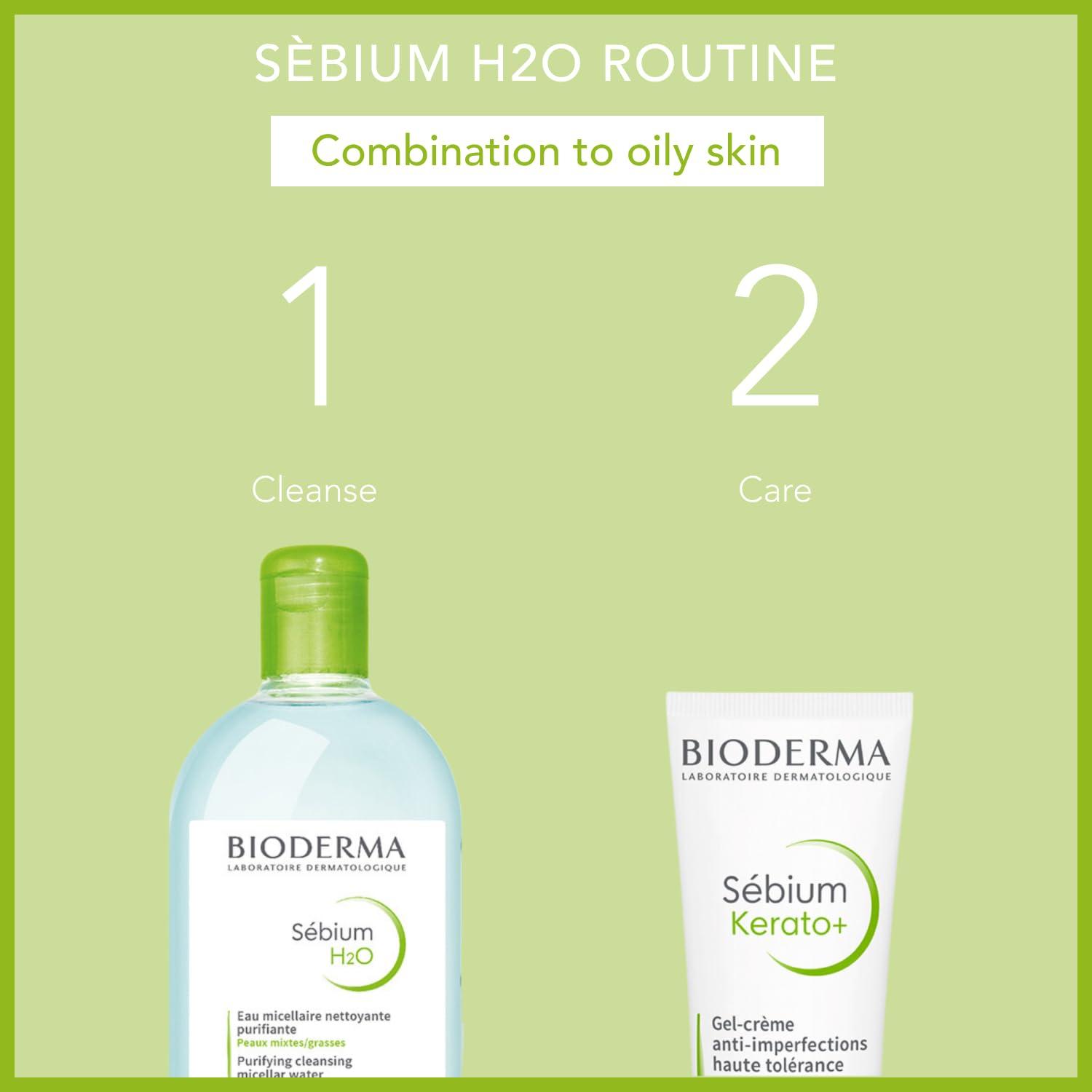 image:imageBioderma Sbium H2O Micellar Water Facial Cleanser and Makeup Remover Face Cleanser for Combination to Oily SkinWithout Pump