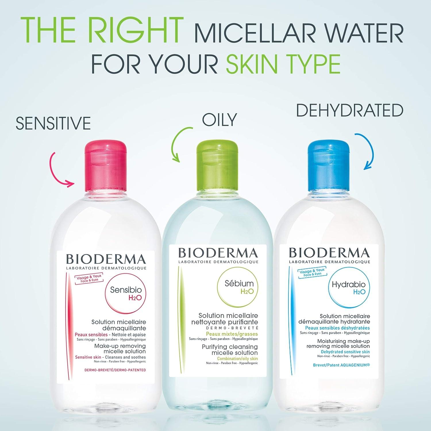 image:imageBioderma Sbium H2O Micellar Water Facial Cleanser and Makeup Remover Face Cleanser for Combination to Oily SkinWithout Pump