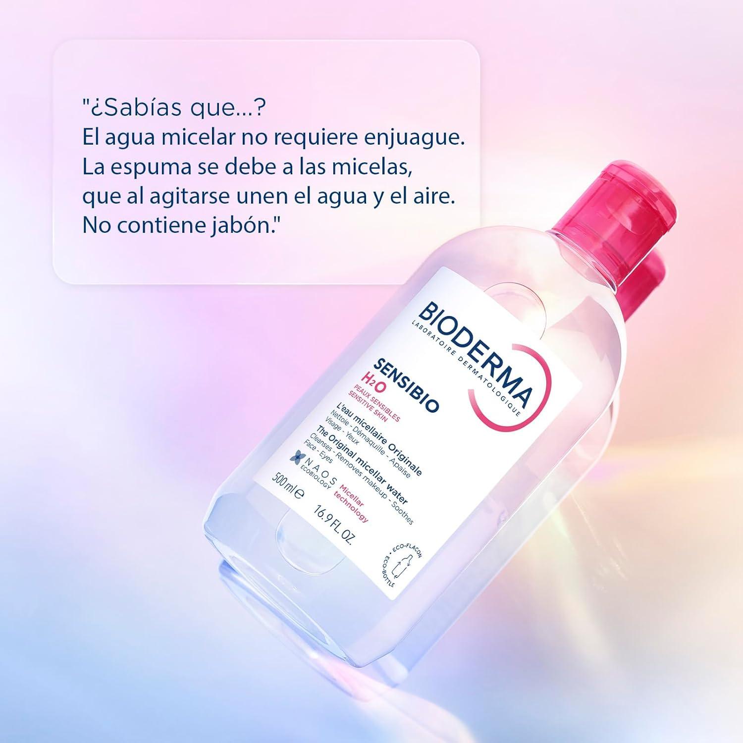 image:imageBioderma Sensibio H2O Micellar Water Makeup Remover Cleanser Face Cleanser for Sensitive Skin169 Fl Oz Pack of 1With Pump Top