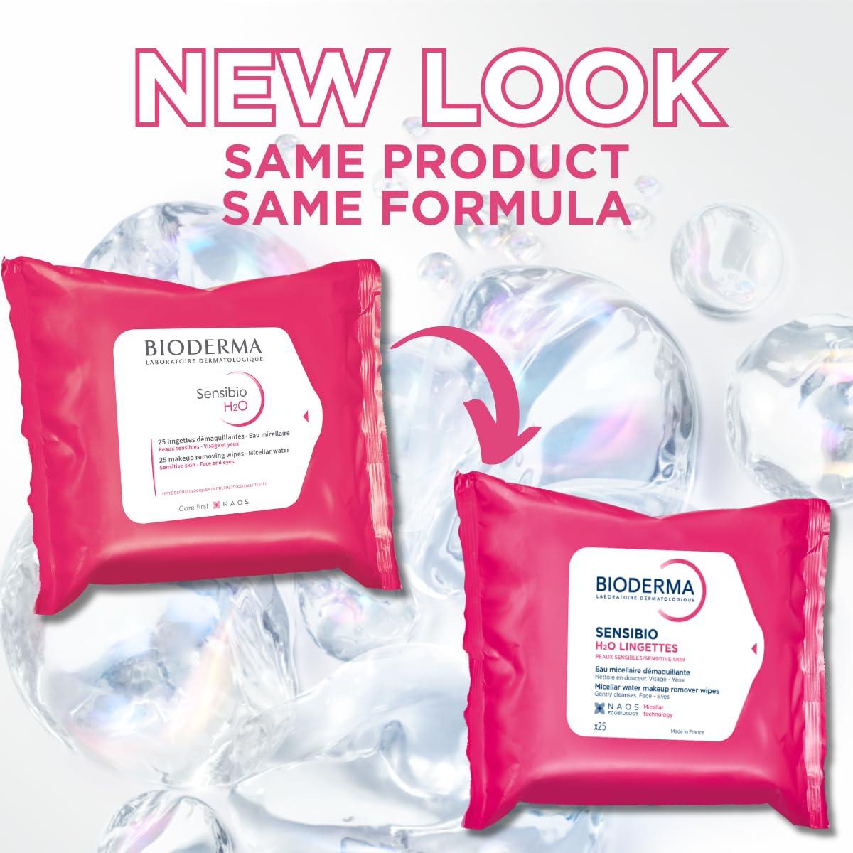 image:imageBioderma Sensibio H2O Wipes Cleansing and Makeup Removing Skin Soothing for Sensitive Skin 25 WipesUnscented