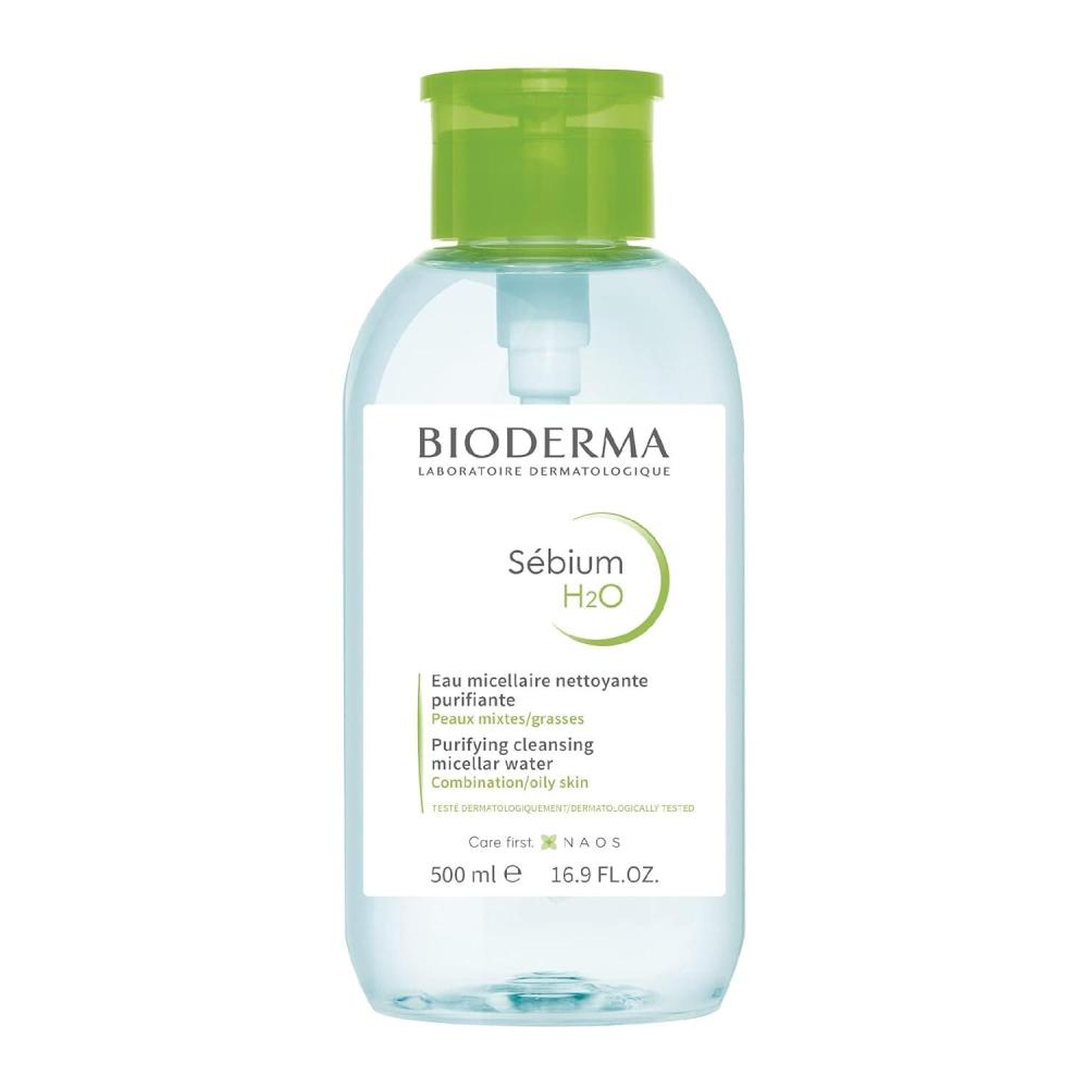 image:imageBioderma Sbium H2O Micellar Water Facial Cleanser and Makeup Remover Face Cleanser for Combination to Oily SkinWith Pump