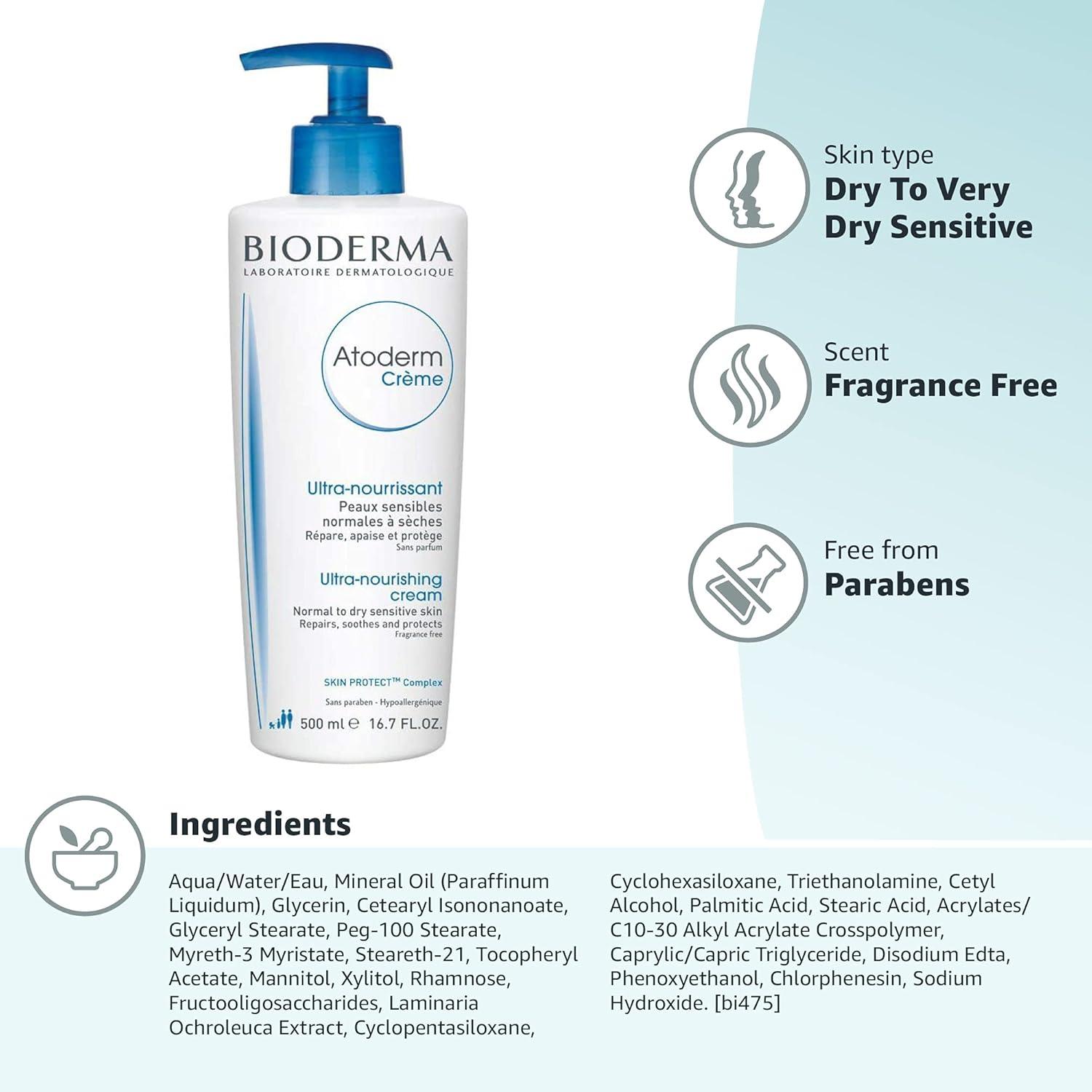 image:imageBioderma Atoderm Cream Hydrating Body Lotion Body Moisturizer for Normal for Dry Sensitive Skin167 Fl Oz Pack of 1