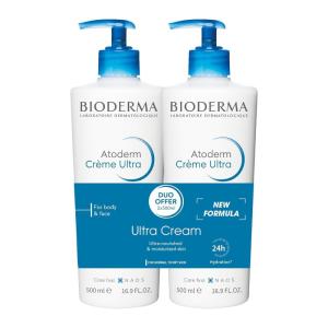 Bioderma Atoderm Ultra Cream Duo Pack, Hydrating Body Moisturizer for Normal to Dry Sensitive Skin 2×16.9 Fl Oz(16.9 Fl Oz (Pack of 2))